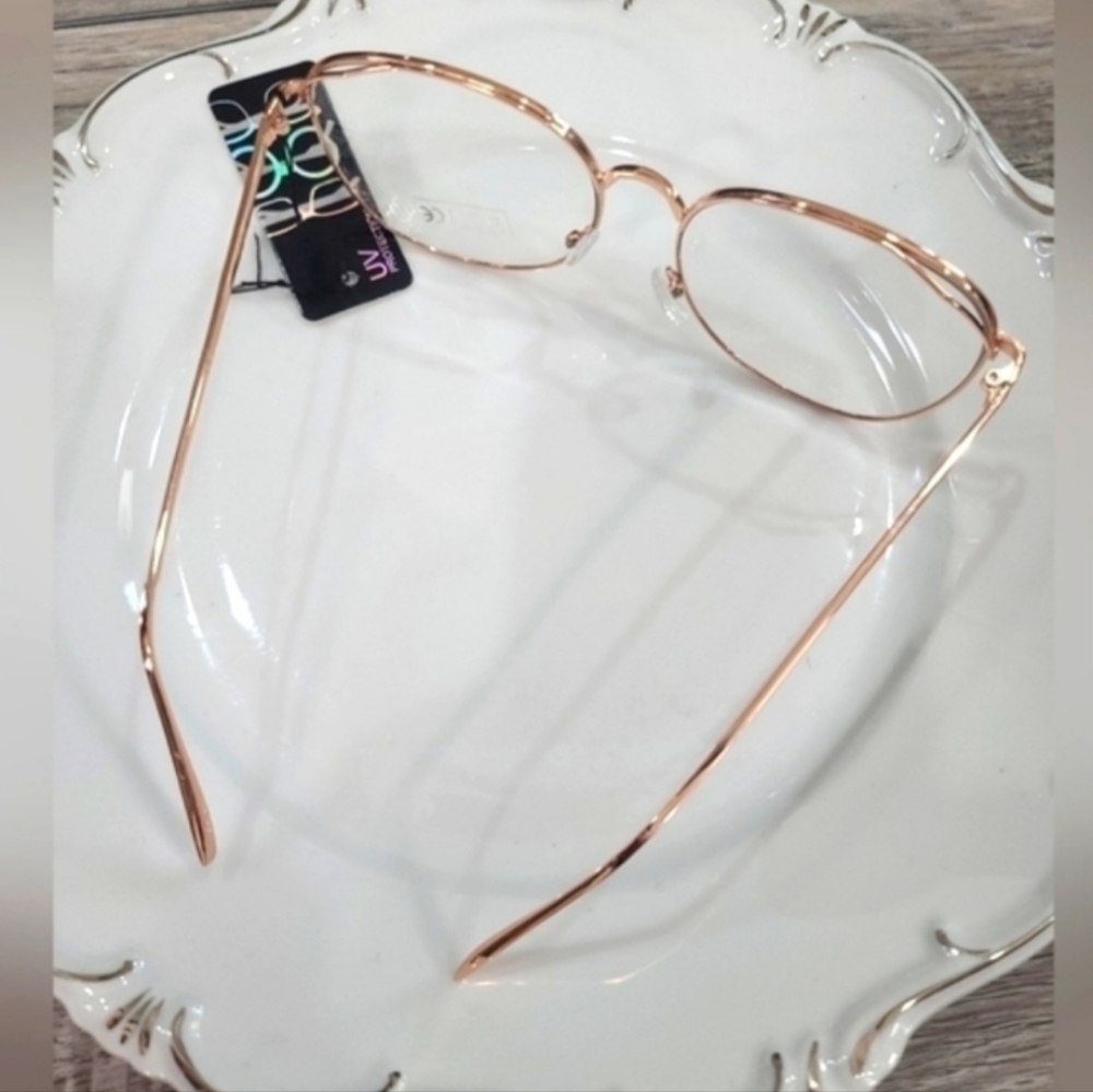 Rose Gold Aviator Style Blue Light Glasses UV400 Oversized Frames NWT - Picture 4 of 4